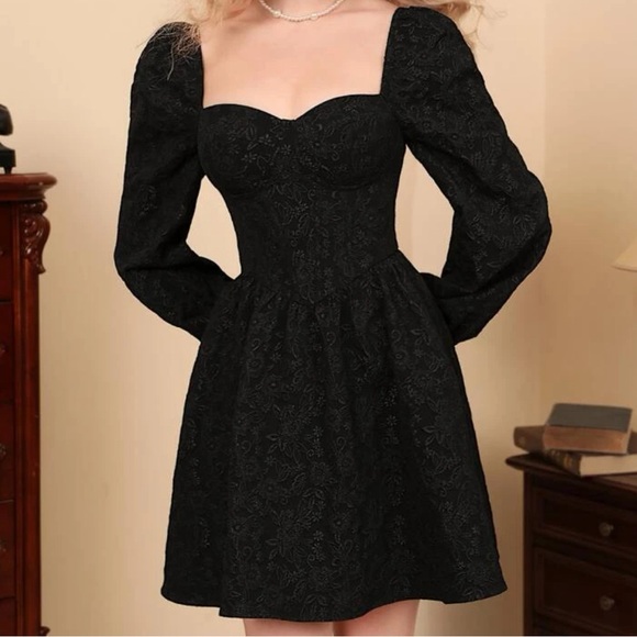 SHEIN | mod | Jacquard Sweetheart Dress - Picture 1 of 3